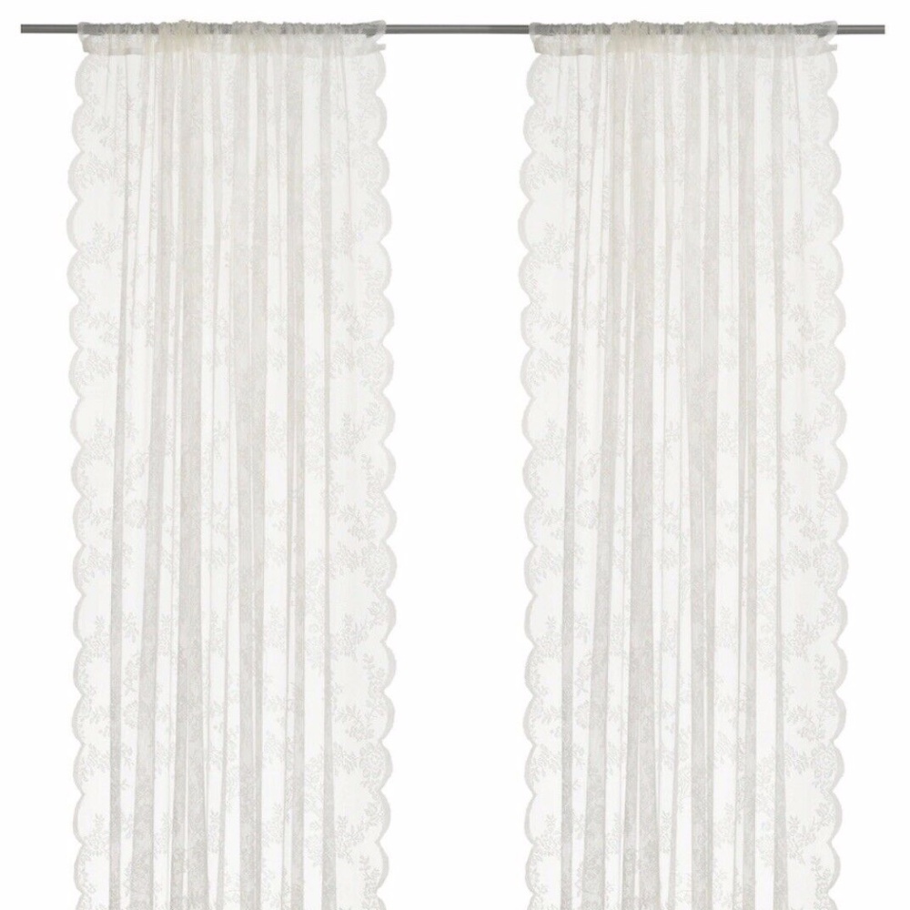 IKEA Alvine Spets 2 Panels NEW IN BAG 57 x 98 White Lace Curtains Boho Farmhouse